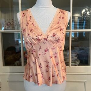 Reformation Silk Floral Top, Lace, Pink, Medium NWOT